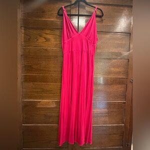 Vintage Spiegel Y2K large Vibrant Pink Maxi Dress sleeveless tie strap stretch